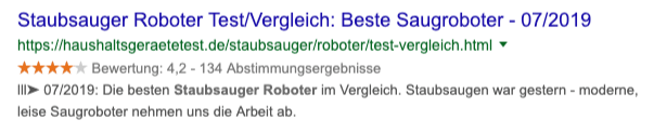 Beispiel eines Richsnippet